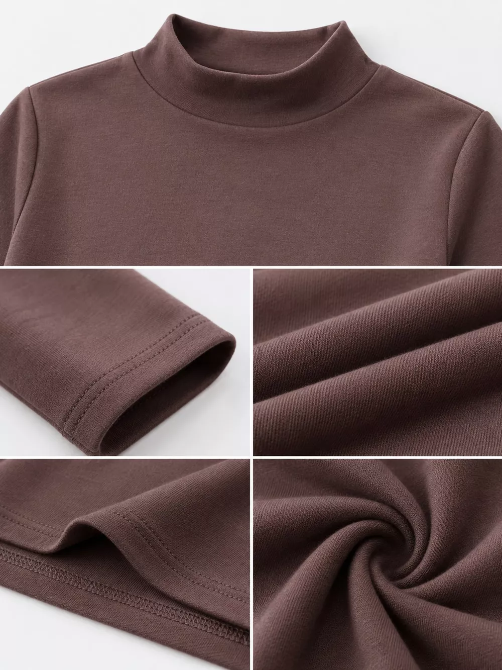 Full Size Slim-Fit Mock Neck Long Sleeve Basic T-Shirt Plus Size, image 29