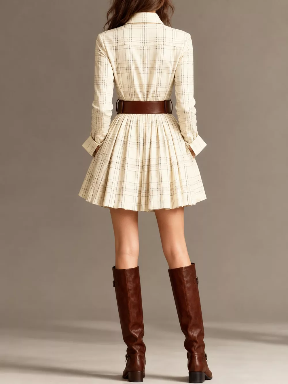 Plaid Long-Sleeve Shirt Dress, image 16