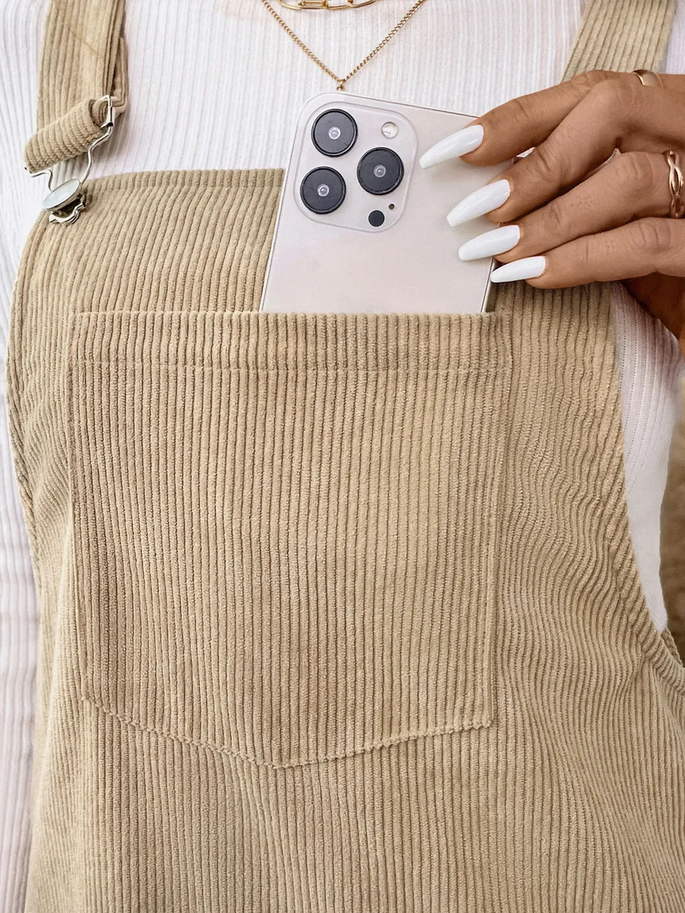 Corduroy Overall Dress with Pocket, image 8