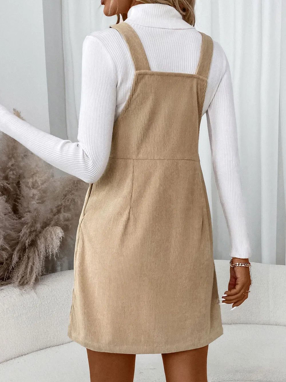 Corduroy Overall Dress with Pocket, image 9
