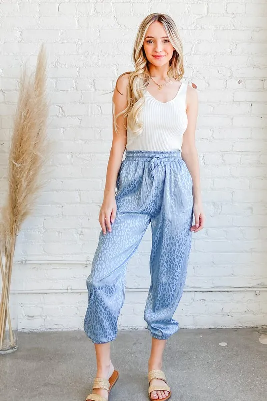 Satin Leopard Print Joggers, image 6
