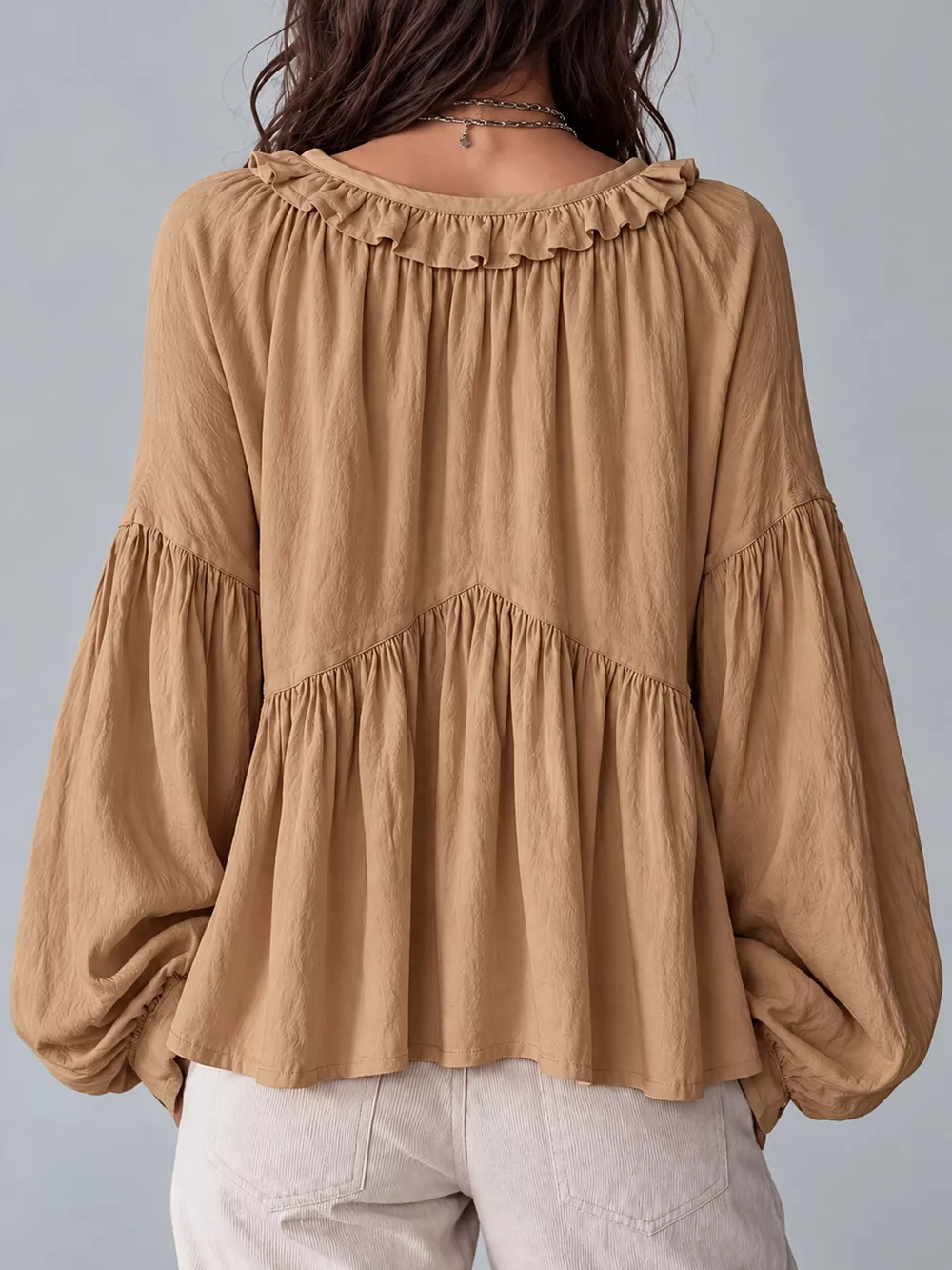 Ruffled V-Neck Blouse, image 17