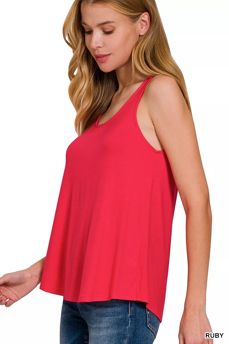 Flowy Hem Rayon Sleeveless Tank Top, image 3