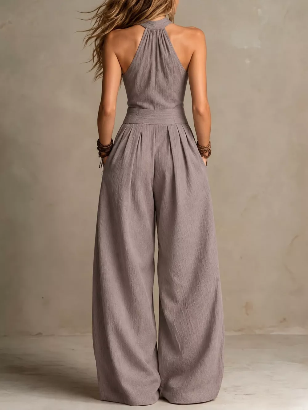 Full Size Halter Neck Wide-Leg Jumpsuit Plus Size, image 50