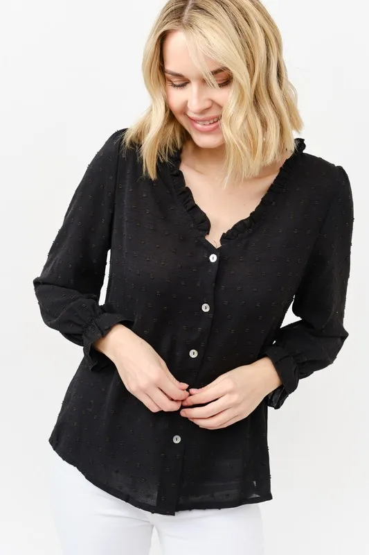 Polka Dot Ruffle Detailed Blouse Top, image 8
