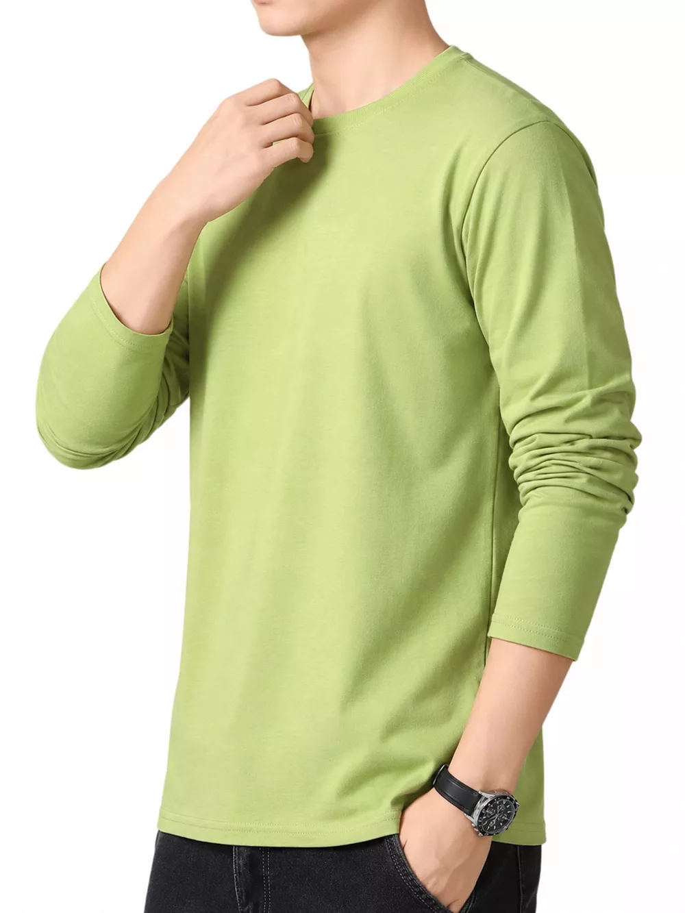 Men's Plus Size Round Neck Long Sleeve T-Shirt, image 35