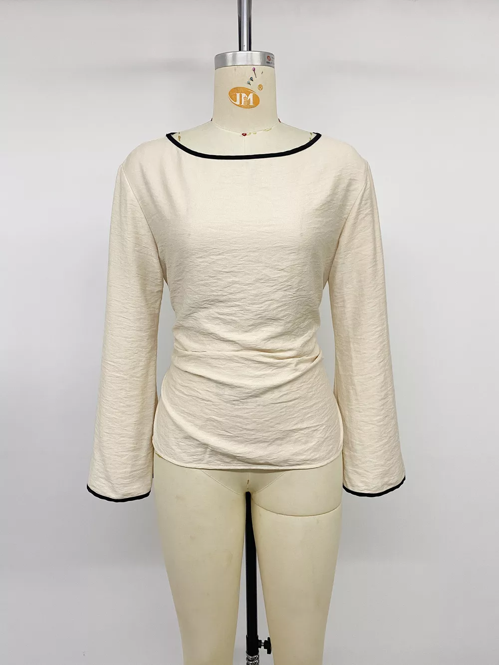 Contrast Trim Flare Sleeve Blouse, image 10