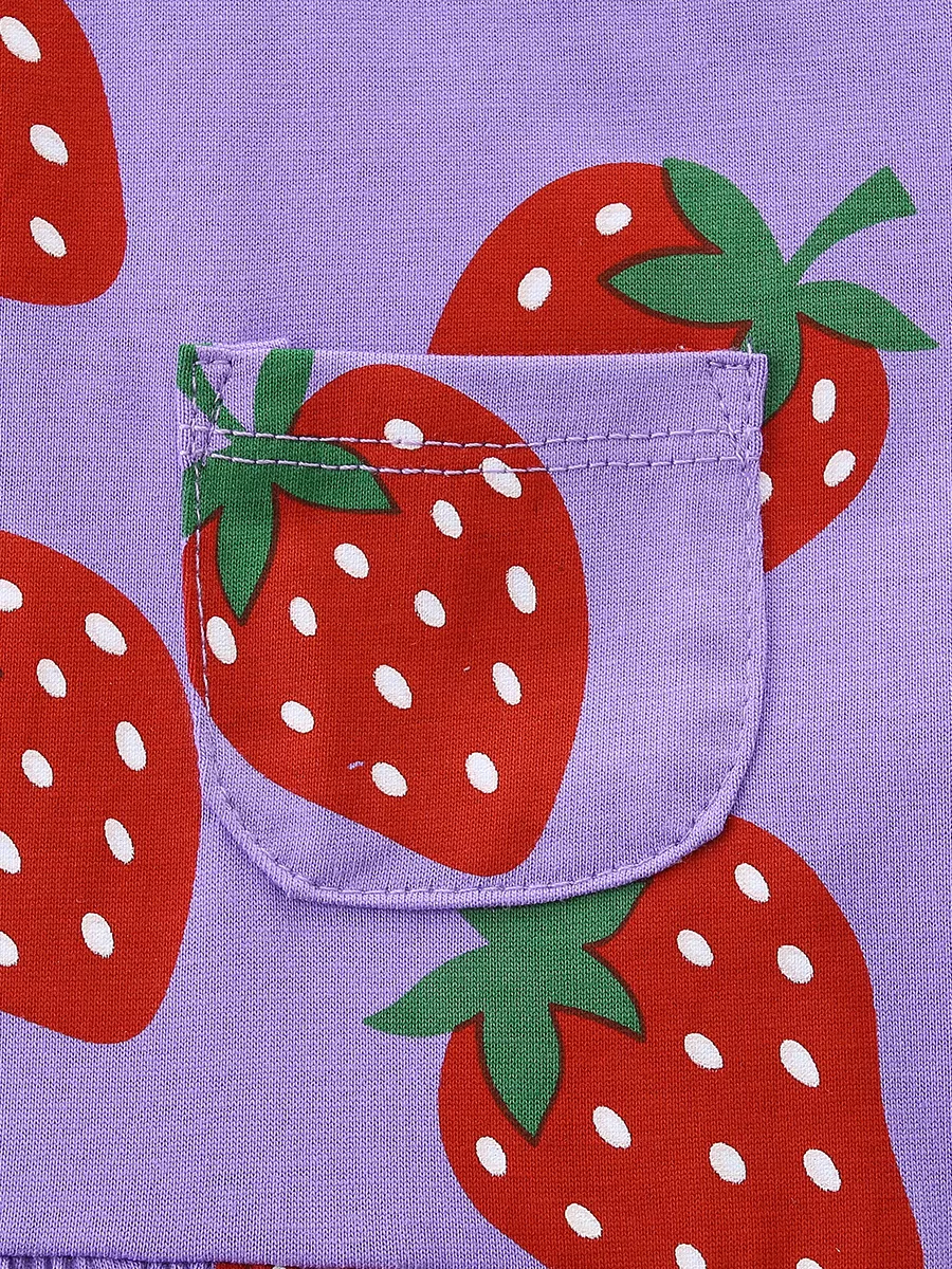 Children's Strawberry Print Short Sleeve Dress, image 4
