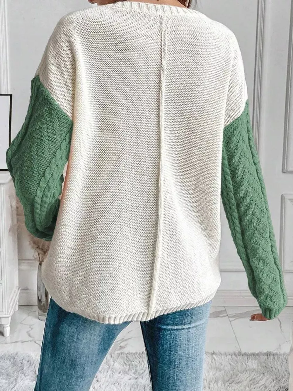 Color Block Cable Knit Sweater, image 12