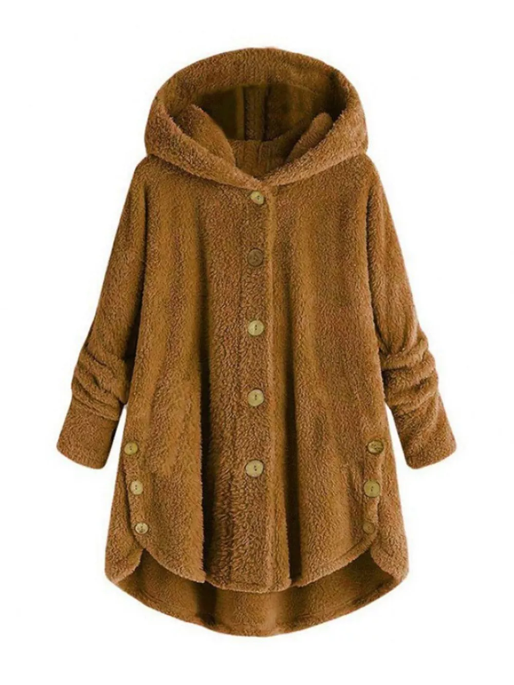 Full Size Fleece Button Up Hooded Outerwear Plus Size, image 27