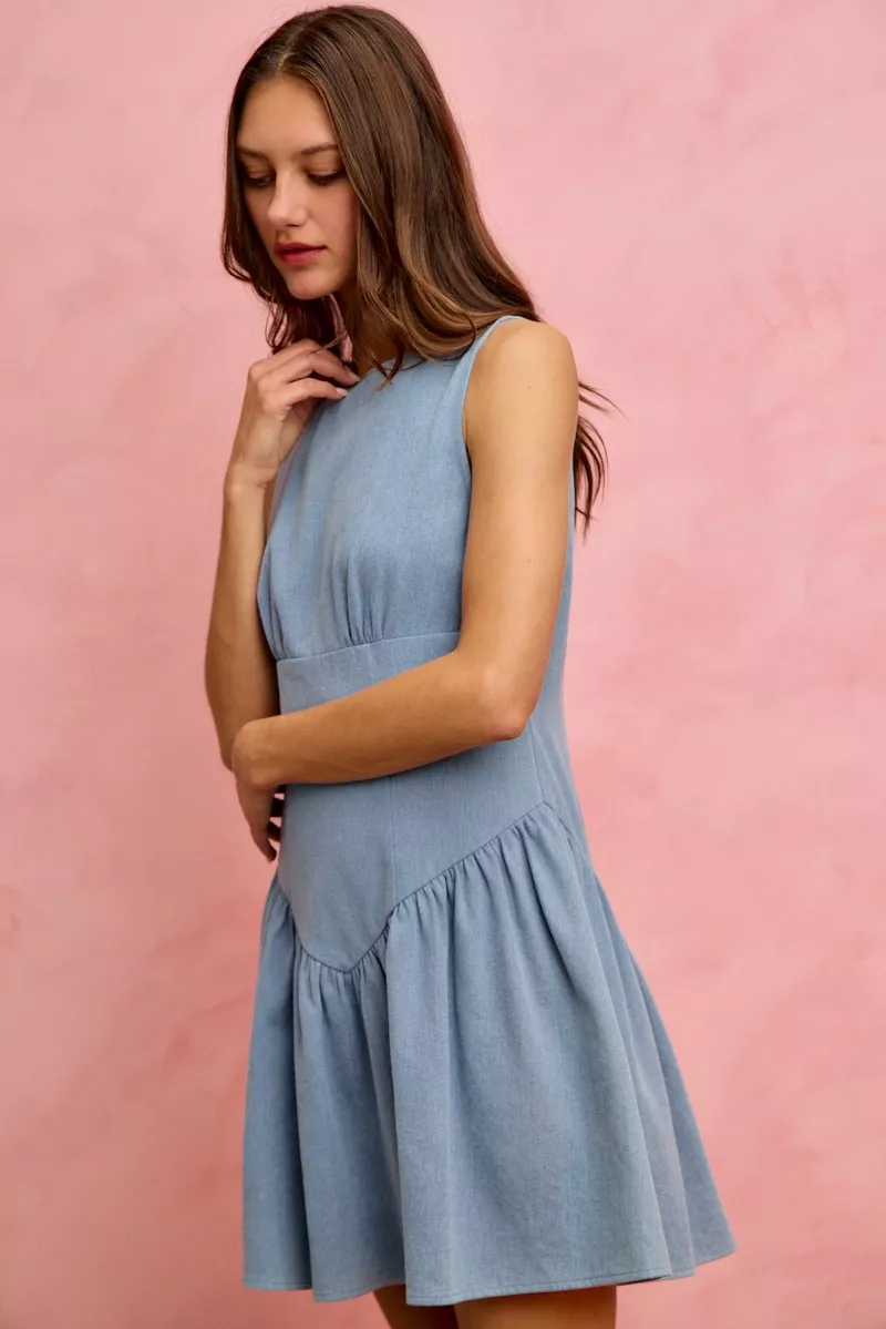 Fit And Flare Sleeveless Denim Mini Dress, image 9