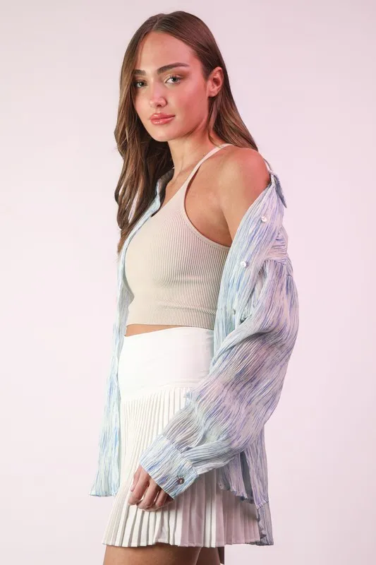 Plus Size Oversized Printed Button Up Shirt, image 3