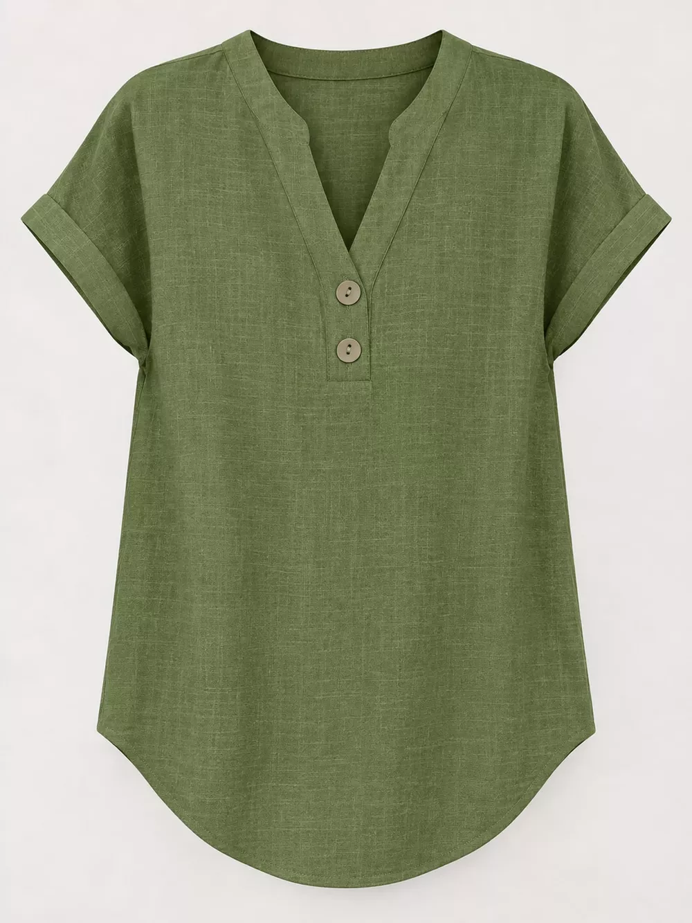 Full Size Button Detail Short Sleeve Blouse Plus Size, image 59