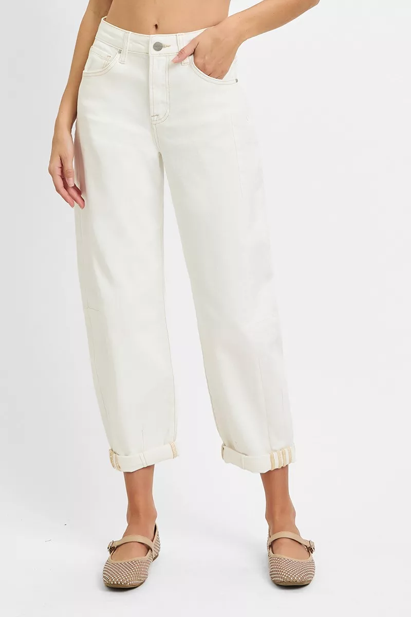 Full Size High Rise Barrel Cropped Jeans Plus Size, image 3