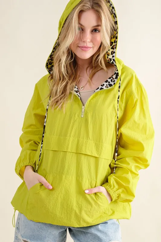 Leopard Print Hoodie Zipper Up Pocket Windbreaker, image 5
