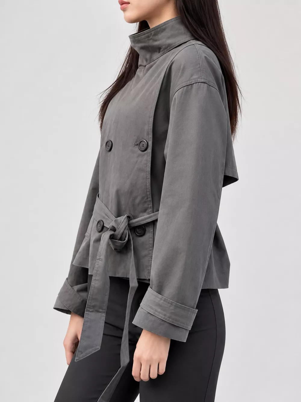 Full Size Double-Breasted Belted Trench Outerwear Plus Size, image 18