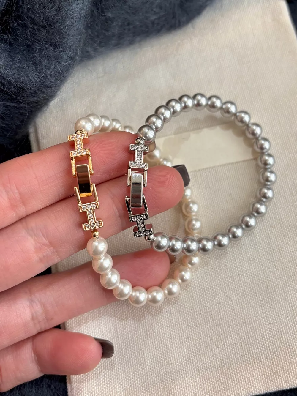 Pearl Double H Buckle Bracelet, image 2