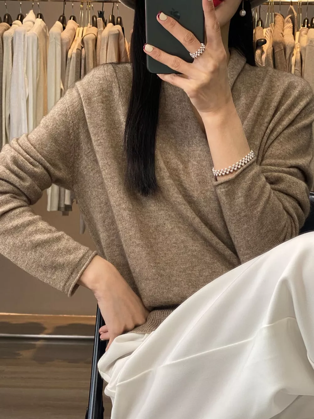Wrap-Front Long Sleeve Sweater, image 3