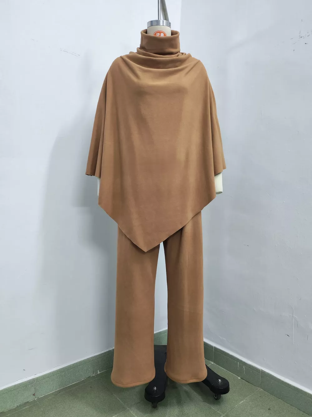 Full Size Turtleneck Poncho and Wide-Leg Pants Set Plus Size, image 12