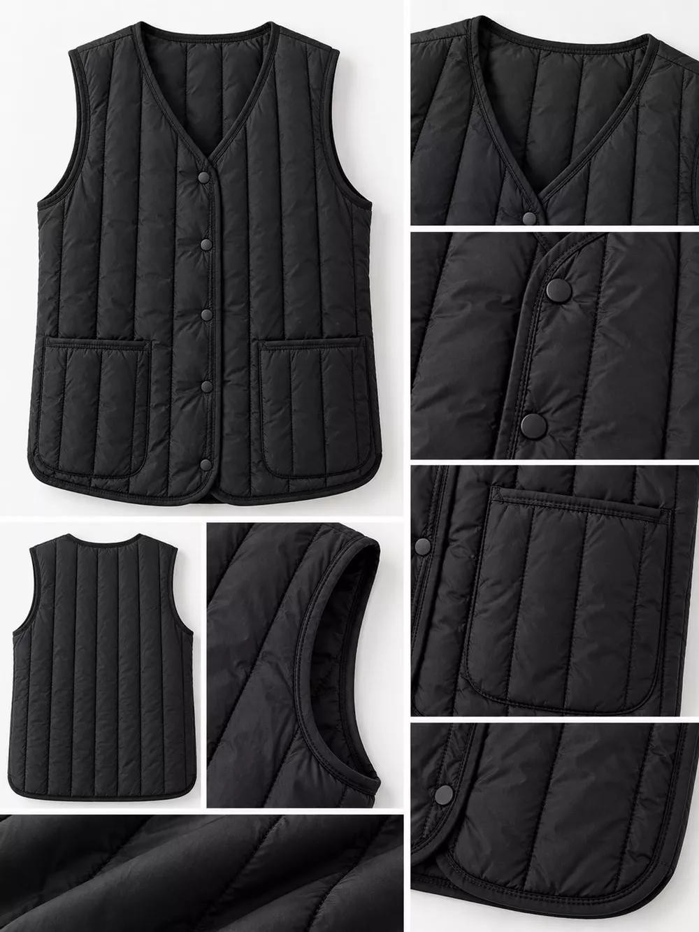 Full Size Quilted Button Up Vest Coat Plus Size, image 43
