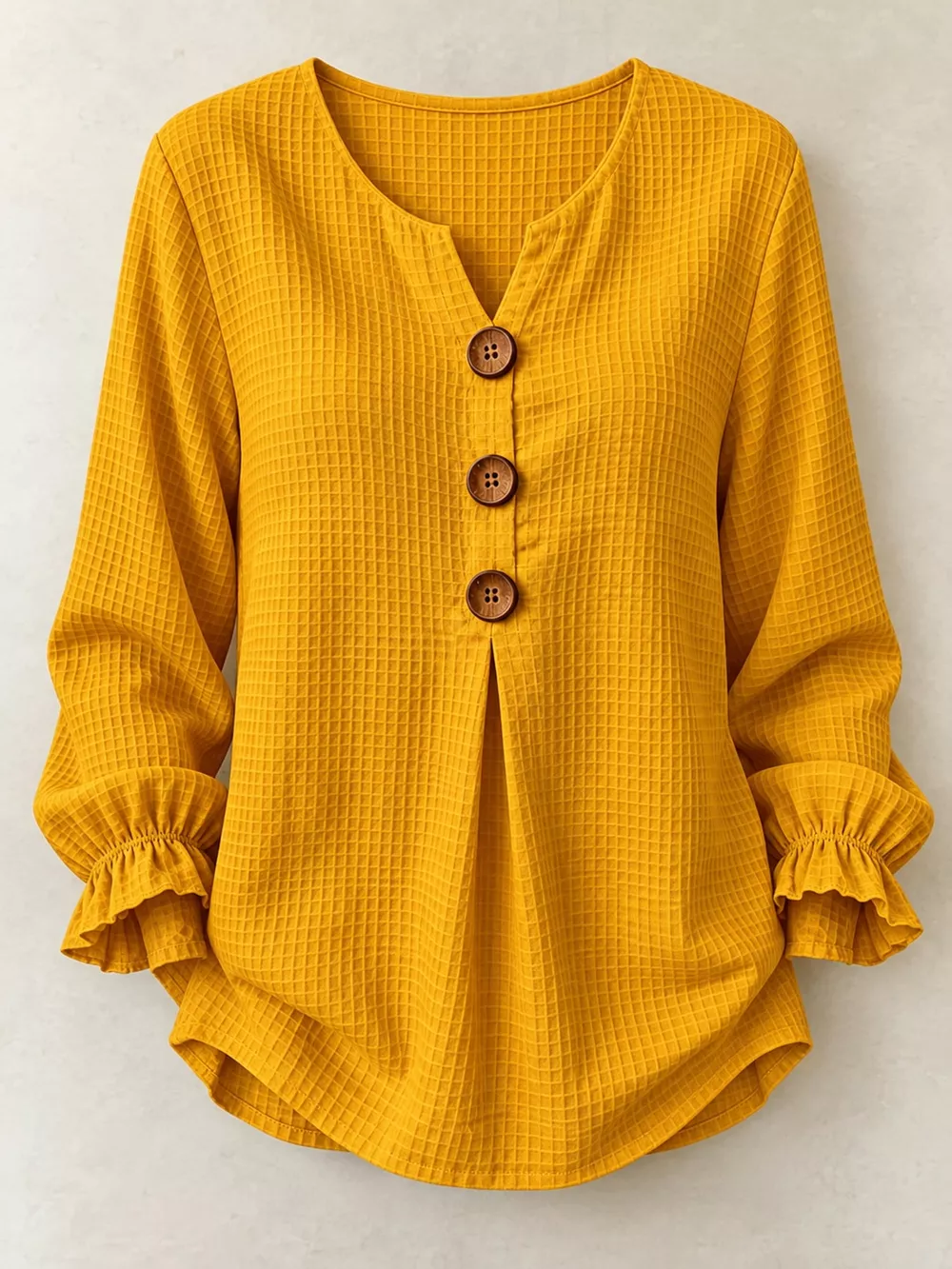 Full Size Waffle Knit Flounce Sleeve Blouse Plus Size, image 19