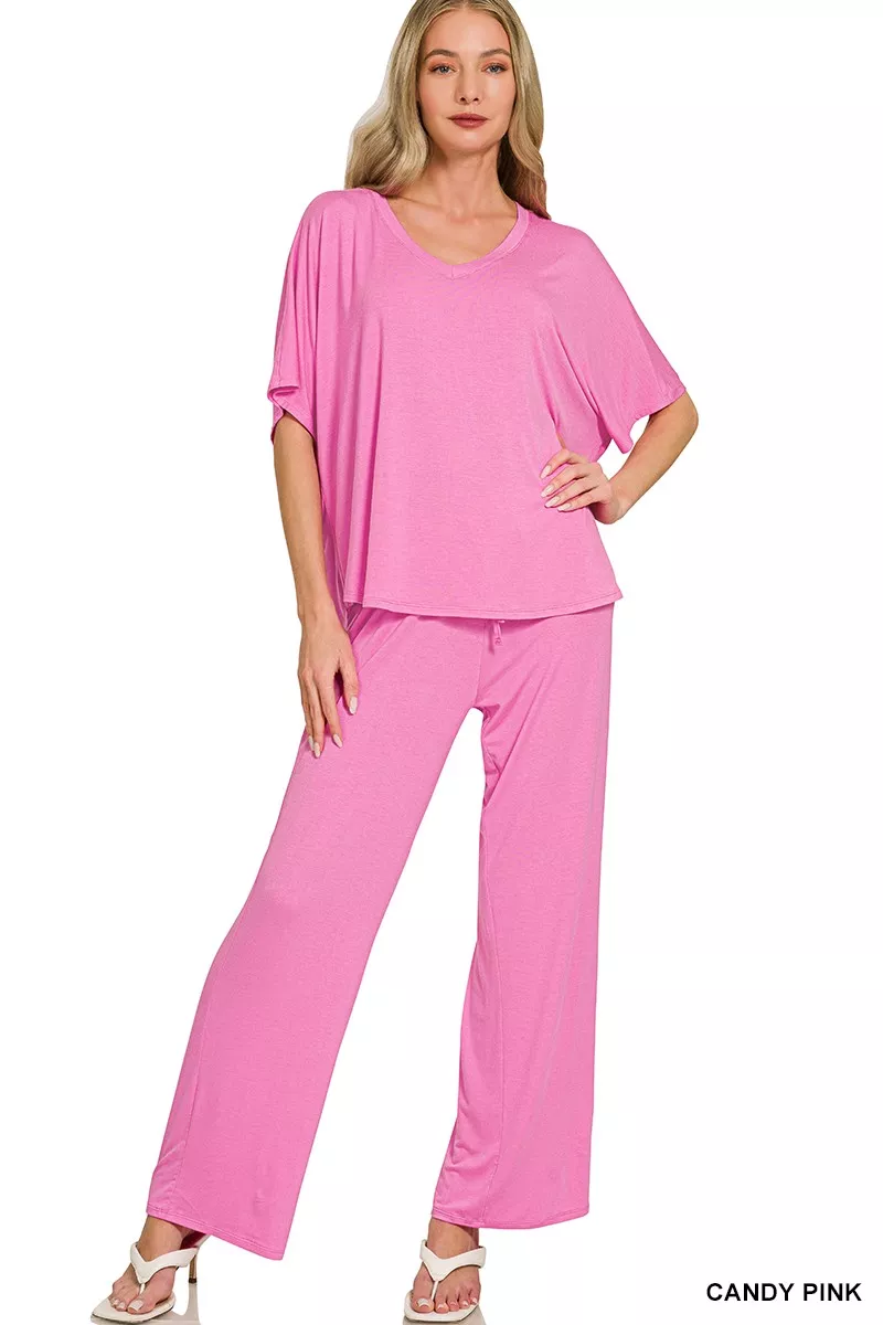 V-neck Oversized Top & Pants Set
