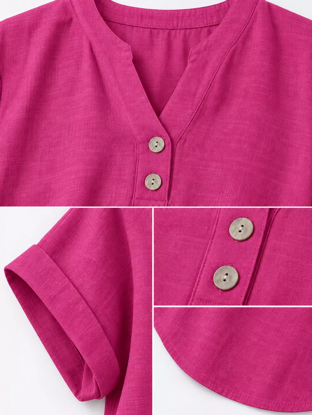 Full Size Button Detail Short Sleeve Blouse Plus Size, image 45