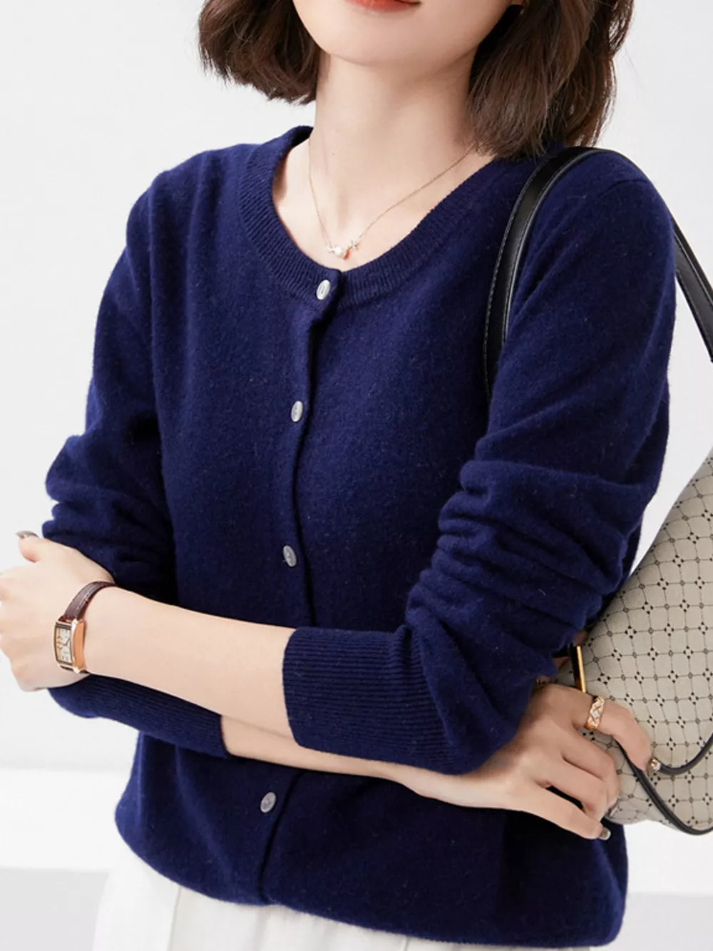 Crew Neck Button-Down Cardigan, image 78