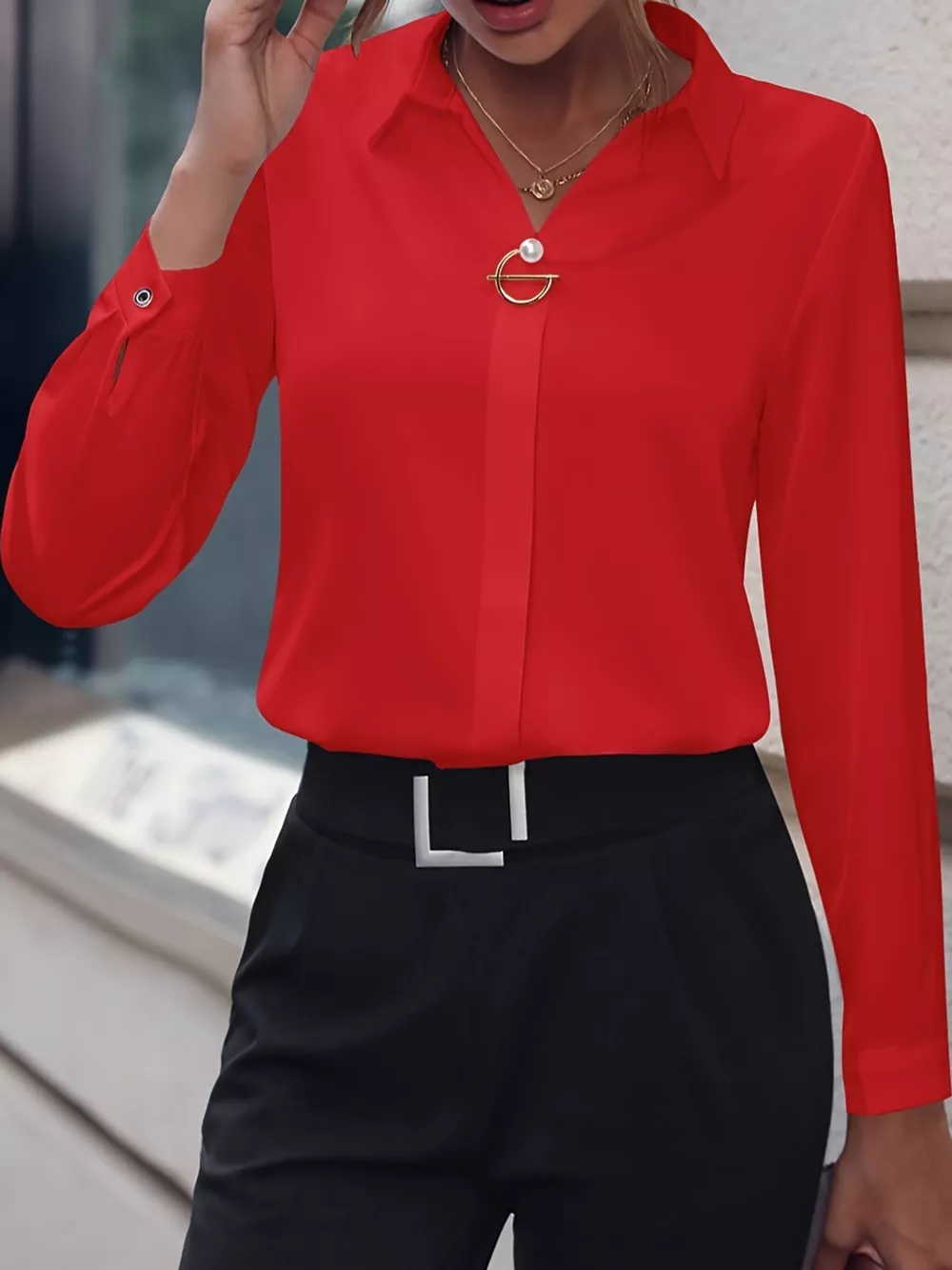 Long Sleeve Satin Blouse, image 14