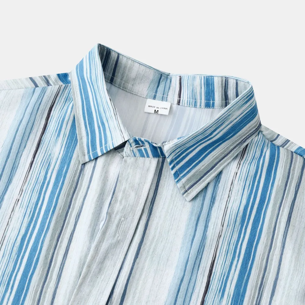 Men's Striped Button-Up Long Sleeve Shirt, image 3