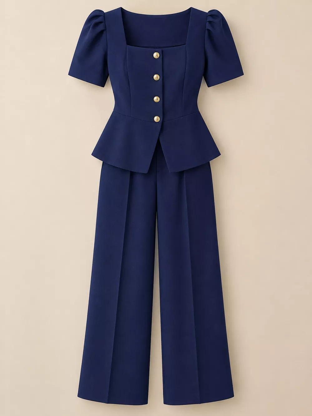 Plus Size Peplum Top and Wide-Leg Pants Two-Piece Set, image 13