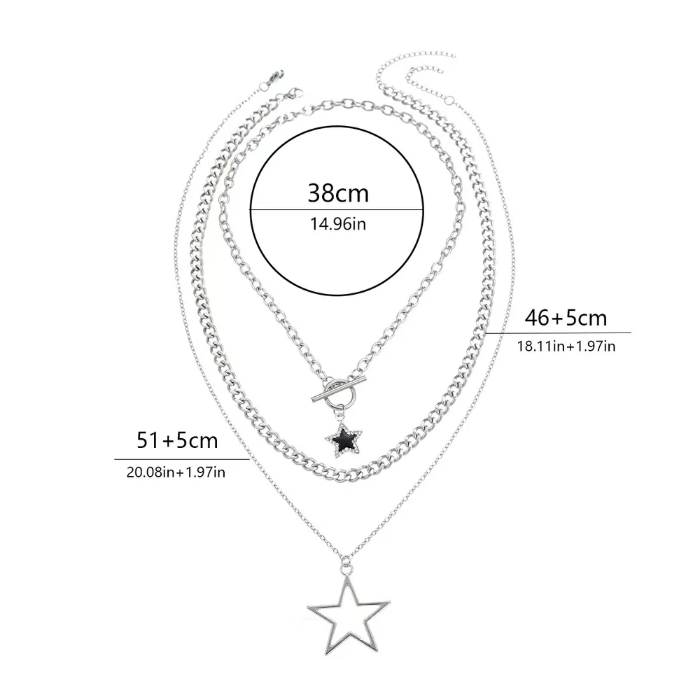 3-Piece Layered Star Pendant Necklace, image 5