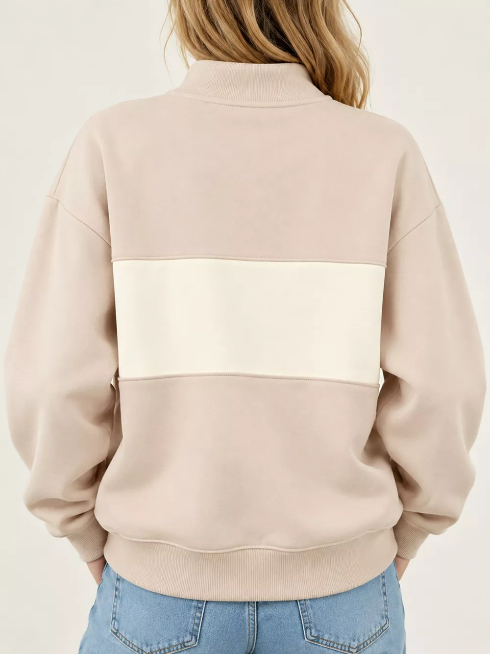 Full Size Color Block Snap-Button Sweatshirt Plus Size, image 23
