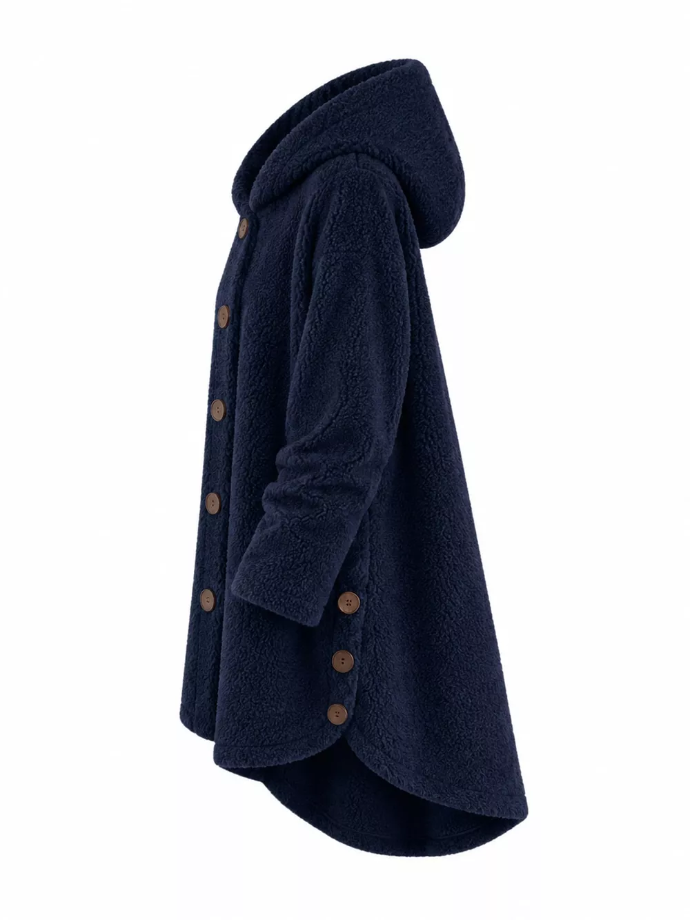 Full Size Fleece Button Up Hooded Outerwear Plus Size, image 24