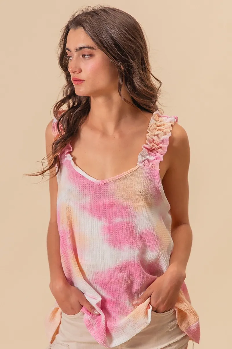 Tie Dye Printed Textured Woven with Ruffled, image 2