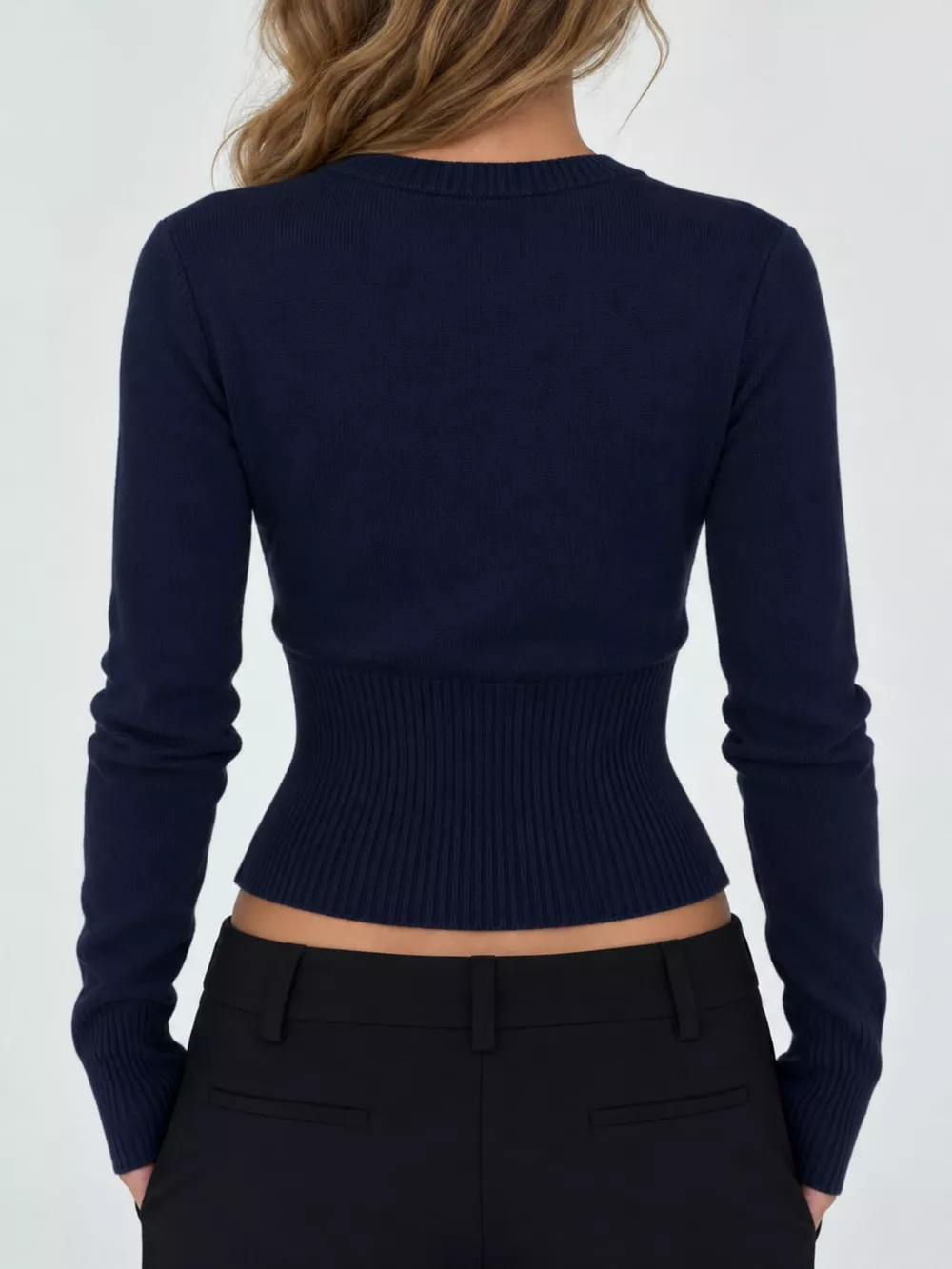 Slim-Fit Ribbed Knit Button-Down Cardigan, image 4