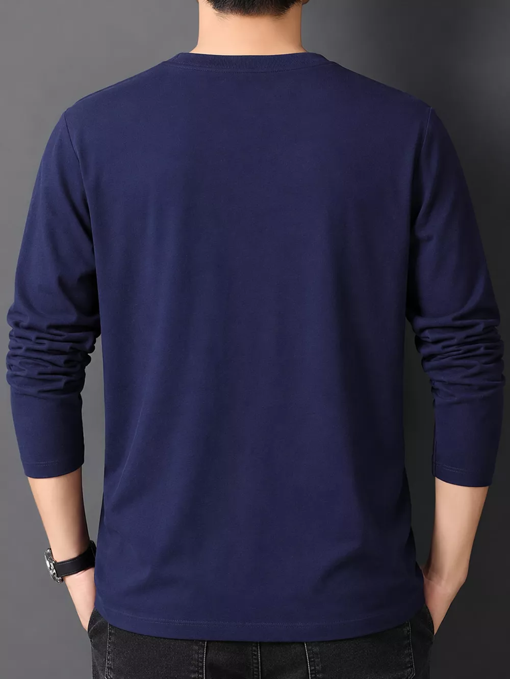 Men's Plus Size Round Neck Long Sleeve T-Shirt, image 24