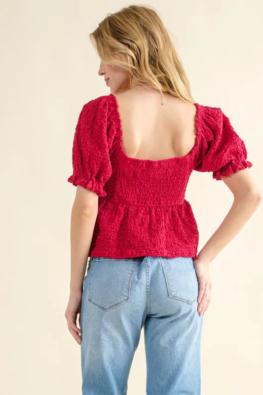 Lovely Textured and Smocked Top, image 5