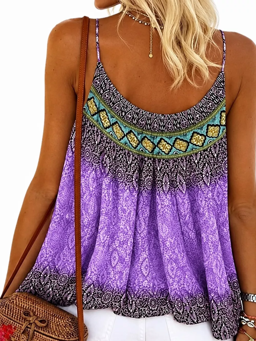 Full Size Printed Scoop Neck Cami Plus Size, image 13