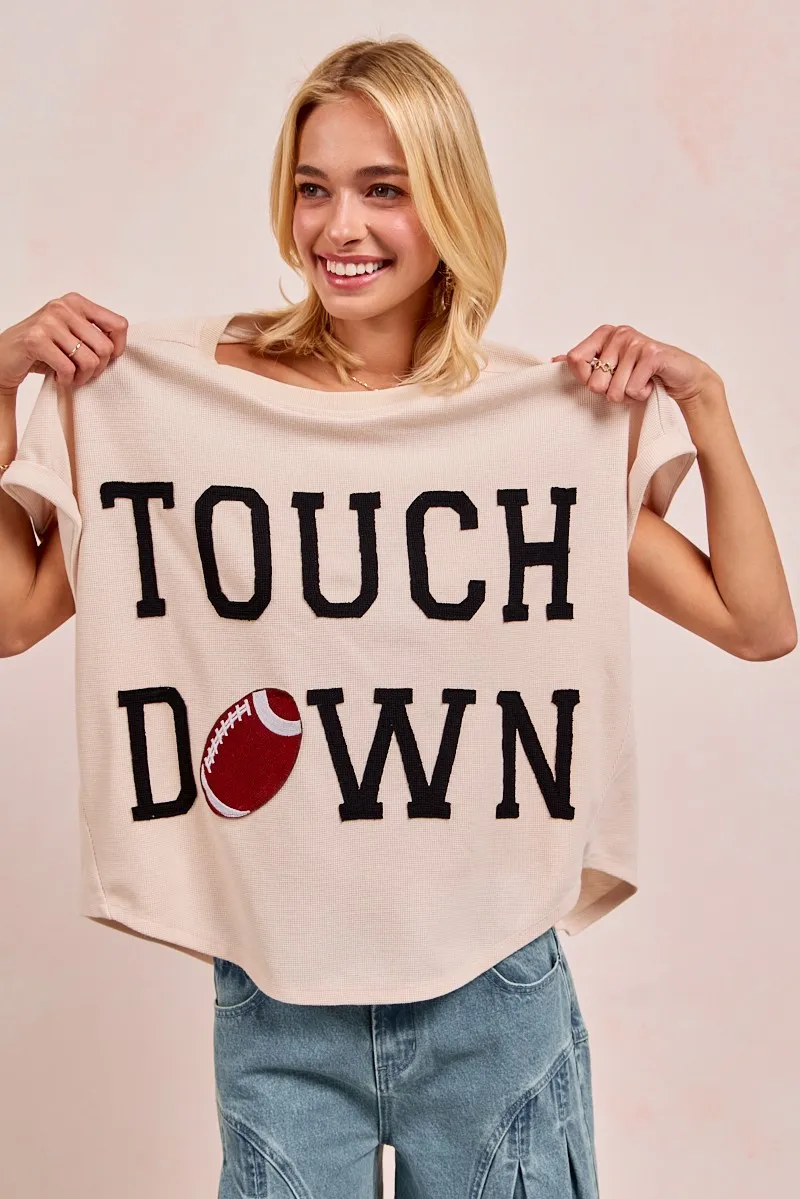 Game Day Touchdown Letter Patches Waffle Short Top, image 9