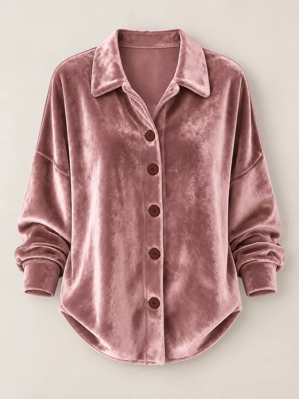 Full Size Velvet Button-Down Long Sleeve Shirt Plus Size, image 8