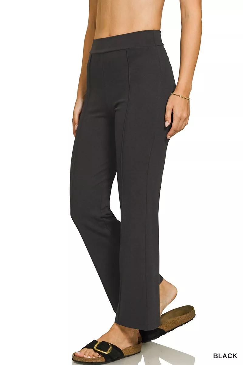 Heavy Ponte Elastic Waistband Pintuck Pants, image 2