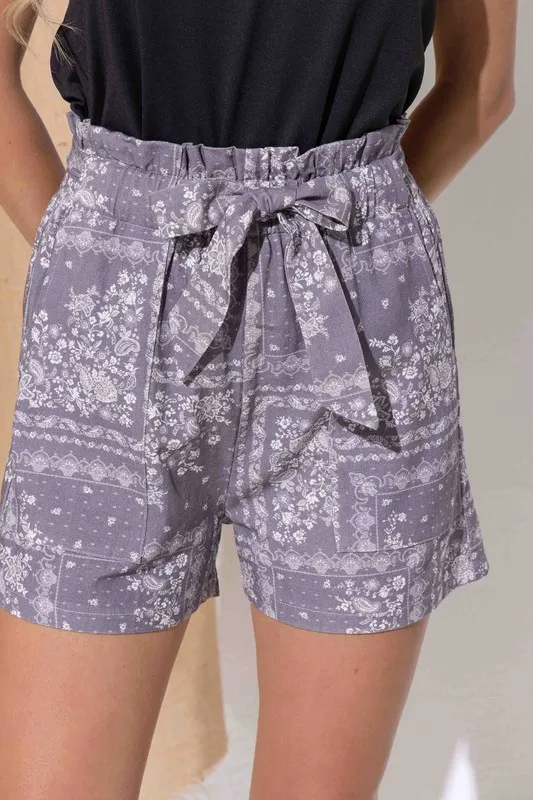 Boho Print Linen Casual Shorts, image 8