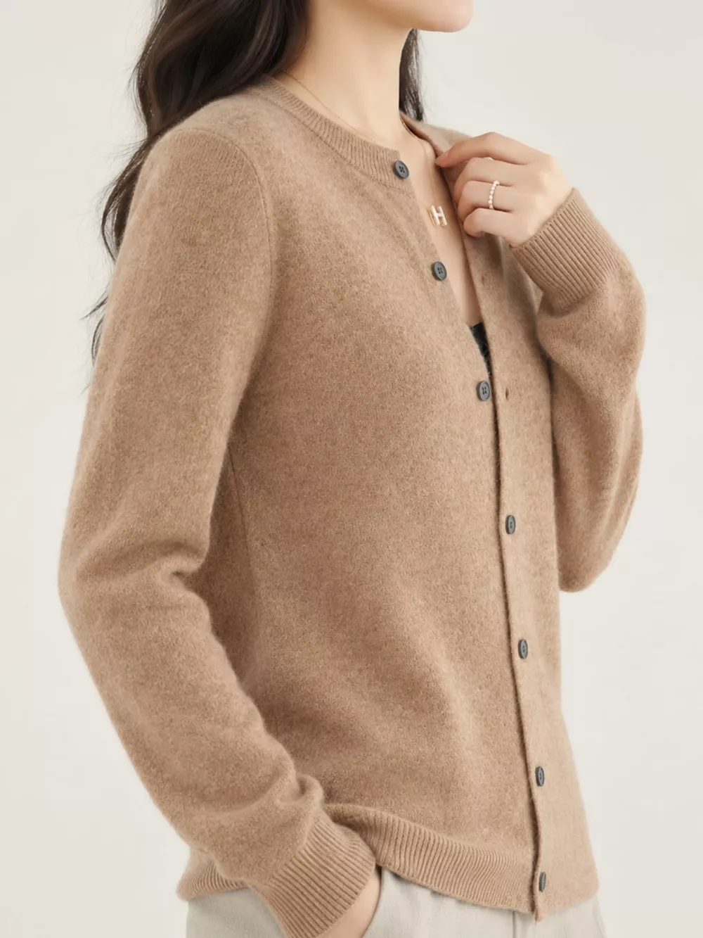 Classic Crew Neck Knit Cardigan, image 13
