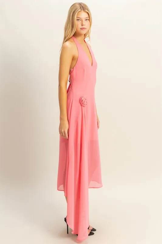 Chiffon Halter Asymmetrical Hem Dress, image 2