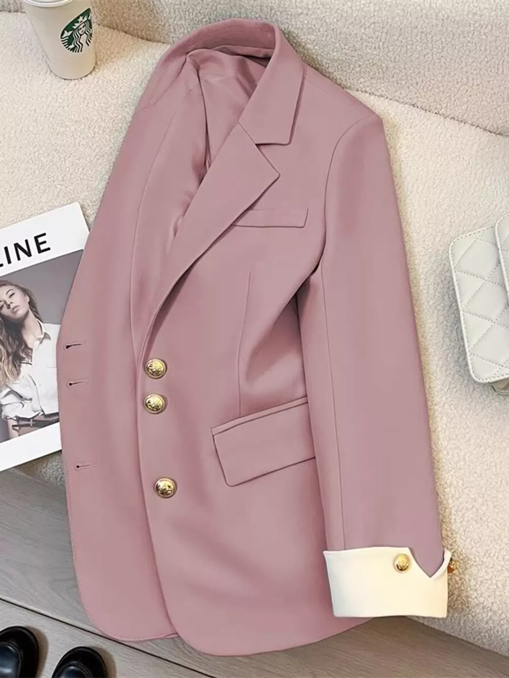 Full Size Single-Breasted Blazer with Gold Button Accents Plus Size, image 31