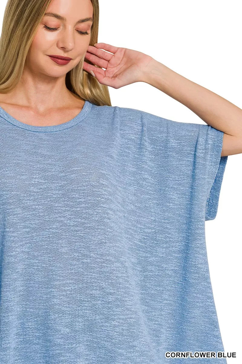 Zenana Oversized Slub Hacci Top