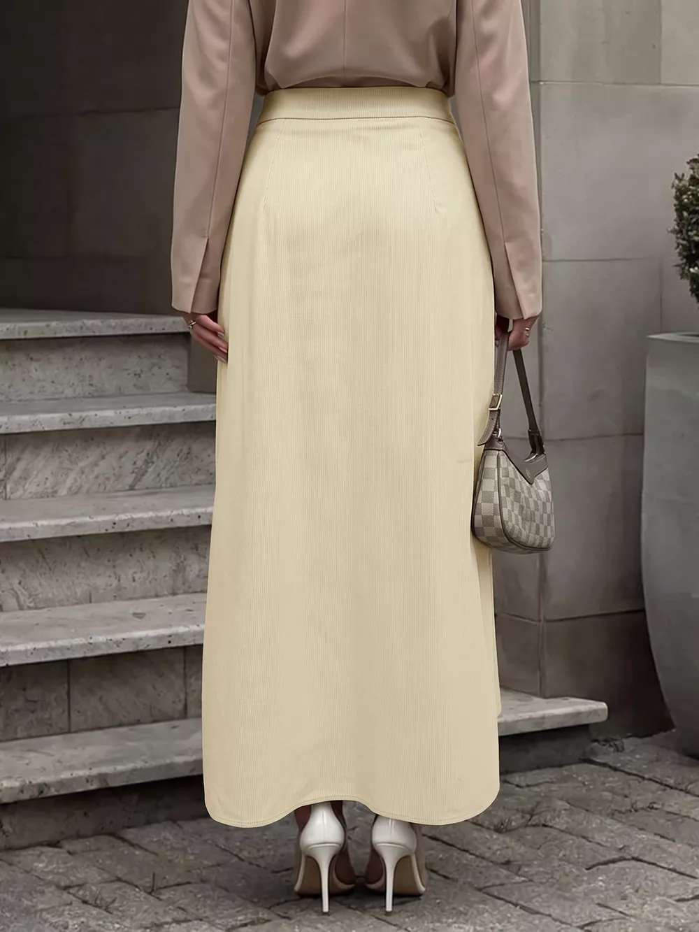 High Waist Pleated Midi Skirt, image 5