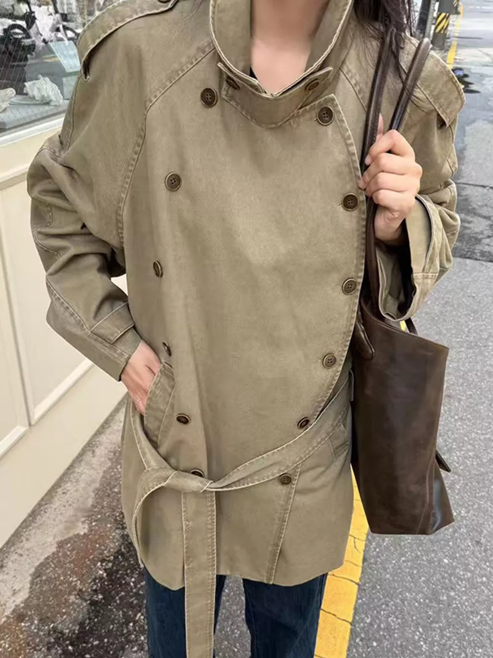 Vintage-Inspired Double-Breasted Belted Trench Outerwear, image 2