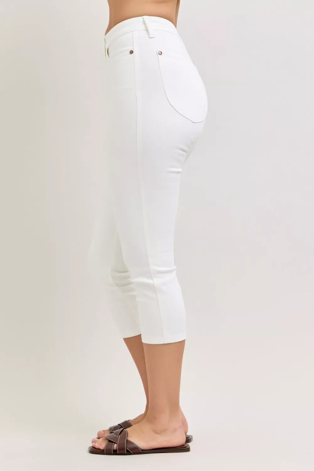 High Waist Extended Waistband Capri Pants with Spade Pockets, image 5